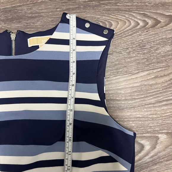 Michael Kors Striped Sheath Dress Sleeveless Career Casual‎ Blue White 14 - Picture 5 of 8
